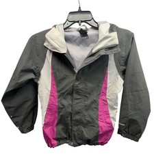 The North Face Girls' Full Zip Rain Jacket sz medium 10/12 - holes near cuff