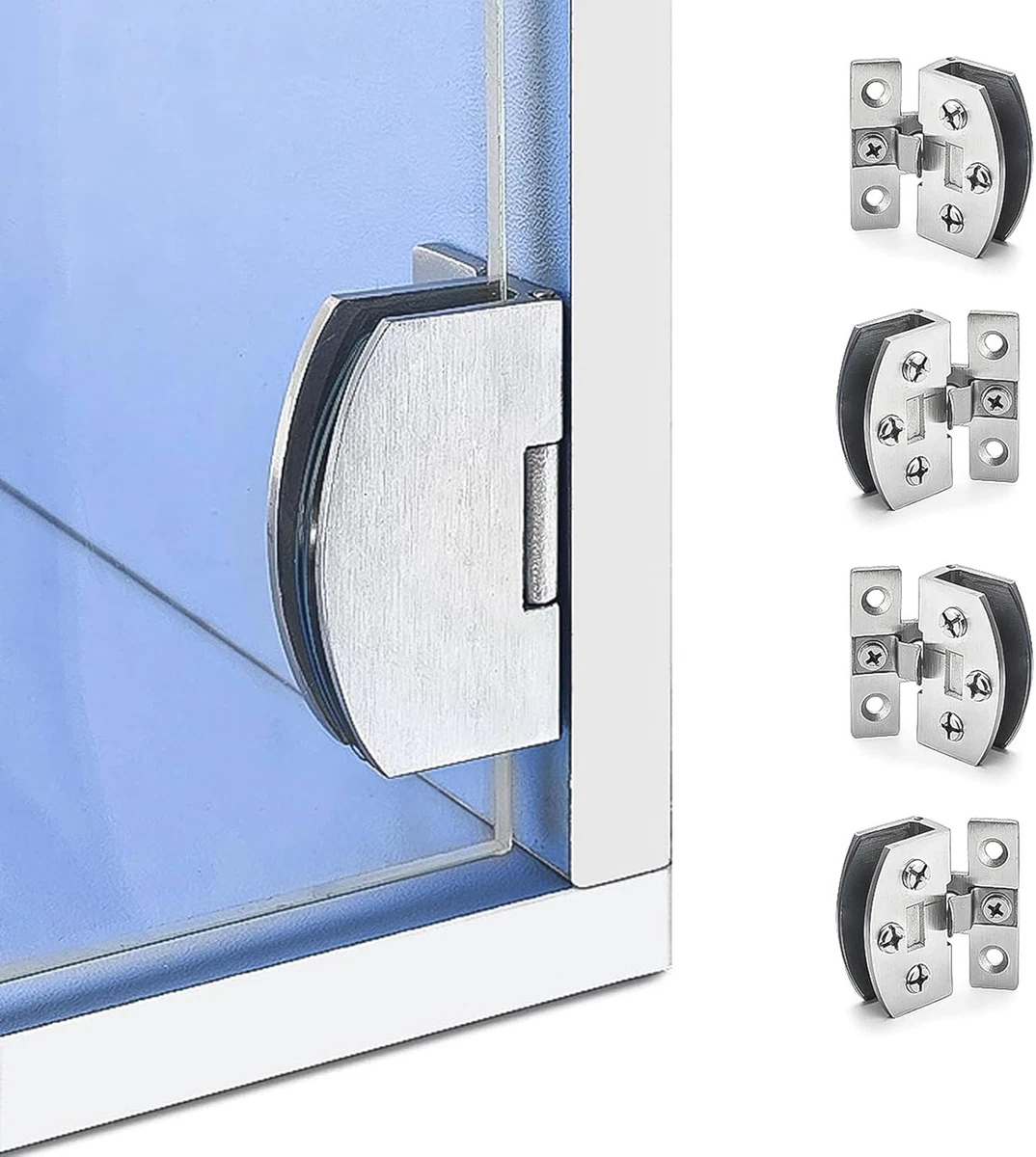 4 Bisagras Fijas De Aleación De Zinc Para Puertas De Armario De Vidrio - Ajuste Para Cristal De 5 A 8 Mm (Modelo Cuadrado Pequeño)