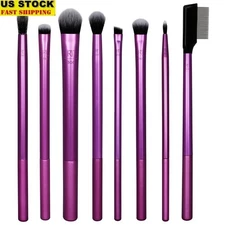 Everyday Eye Essentials Makeup Brush Set 8 Piece Eyeshadow Liner Blending Purple
