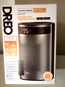 DREO 1500W Atom 416 10" Whisper-Quiet Portable Ceramic Space Heater with Temp