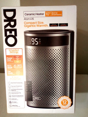 DREO 1500W Atom 416 10'' Whisper-Quiet Portable Ceramic Space Heater with Temp
