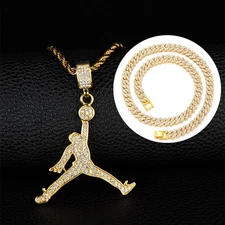 Men's Stainless Steel Necklace Flying Basketball Pendant Chain Jewelry Gifts New