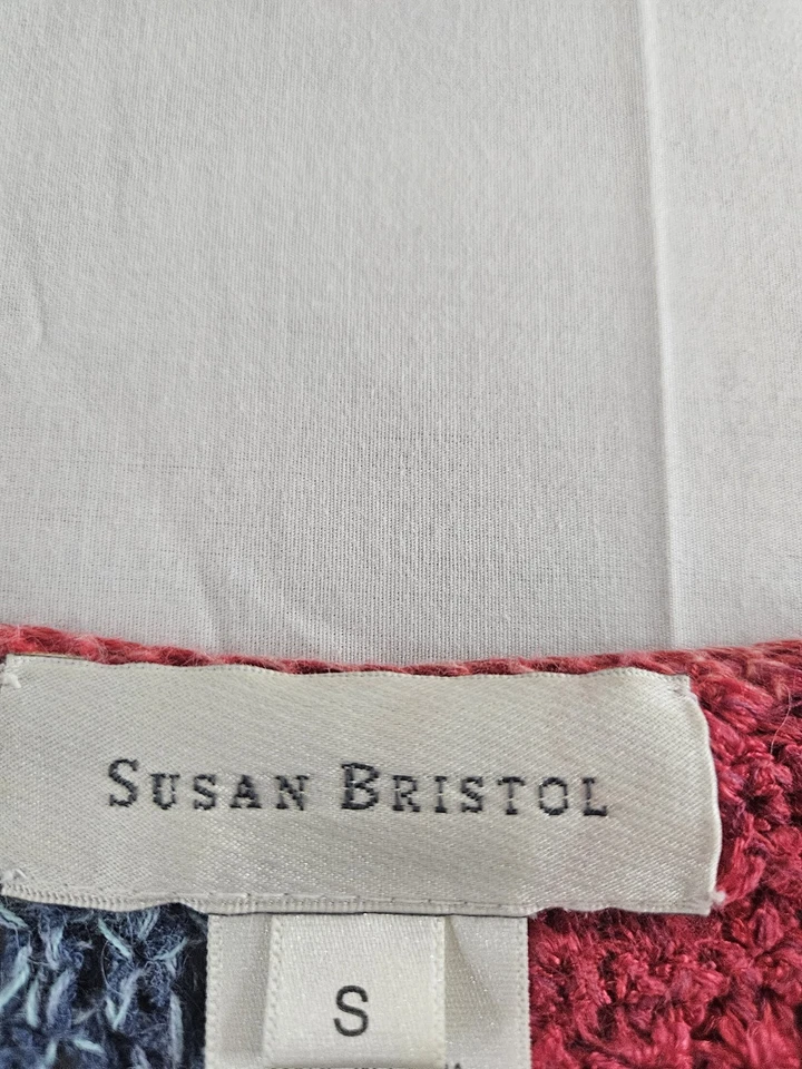 Susan Bristol Cardigan Women's Small Patchwork Y2K Hand Knit Colorful Vintage S - Image 3 of 4