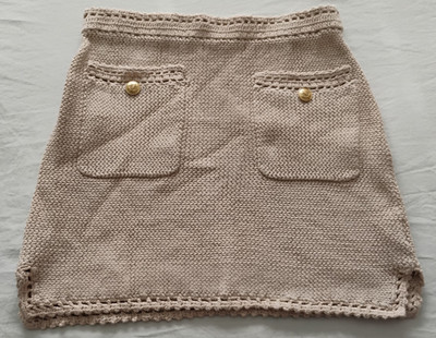 J.CREW Mini Skirt Women's Beige Sweater Crochet Trim Gold Buttons XS Office EUC