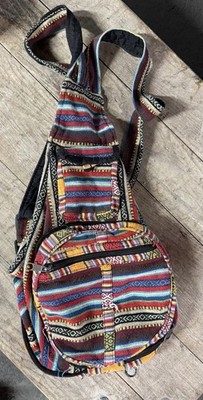 Large Cotton Boho Hippy Festival Compact Travel Nepal Backpack Bag Colorful