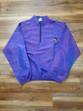 Vintage Surf Style Hangout Windbreaker Jacket Purple Neon 90s Half Zip Mens
