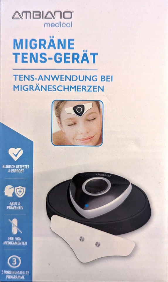 AMBIANO TENS-Gerät Migräne Tensgerät Linderung und Vorbeugung 3 Programme