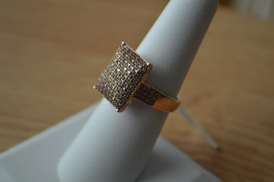 0.50ct Natural Champagne Diamond Ring ~ 14K RG Plated over Fine Silver Size 7 - Image 2 of 4