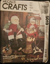 McCall's P336 5019 1990 26" Santa Claus Doll, Mrs. Elf Dolls Faye Wine Uncut