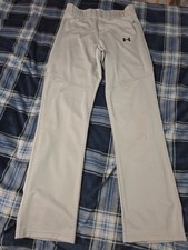 Under Armour Mens Size Medium Loose Baseball Pants Gray HeatGear Belt Loops 