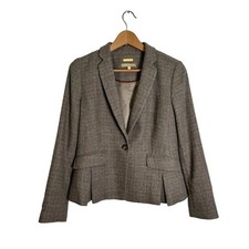 Talbots Womens Tweed Blazer Size 6 Italian Wool Blend Single Breasted Academia
