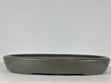 Preowned Japanese Tokoname Unglazed Shallow Oval Bonsai Pot Seizan - 14” By 10”