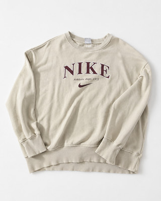 Nike Vintage Crew Sweater Athletic Dept 1972 Oversized Beige Gr M