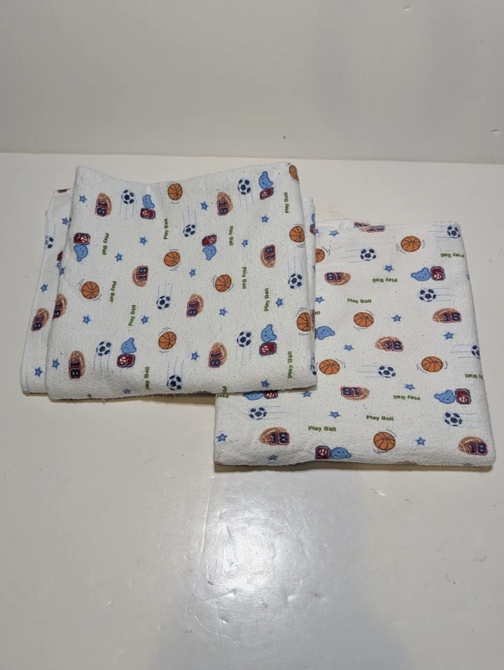 Lote De 2 Mantas Receptoras De Algodón Carter's De Colección Pelota De Juego Deportiva 30"x40" Foto 3 de 4