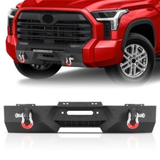 Front Bumper W 2 D-rings Winch Plate License Plate Fit Toyota Tundra 2022-2025 Front Bumper W 2 D-rings Winch Plate License Plate Fit Toyota Tundra 2022-2025