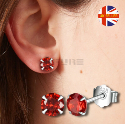 Ohrstecker 8 mm rot echt 925 Sterlingsilber glänzend AAA Kristall Knorpel