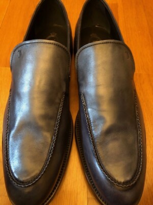 Tod's Loafers Slip On Moccasin Leather Teal Blue'Gre UK 11 EUR 45/46 US 12