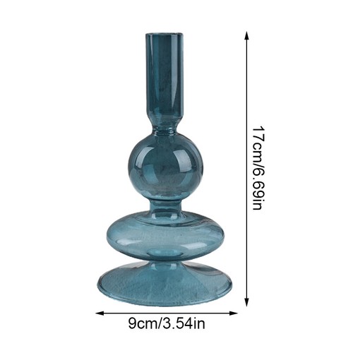 Transparent Glass Candle Holder Stand Retro Mid Century Design Candlestick Decor - Picture 5 of 30