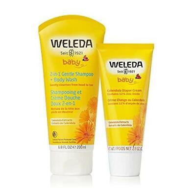 Weleda Baby Calendula 2-in-1 Gentle Shampoo-Body Wash and Diaper Cream Duo,  6.8