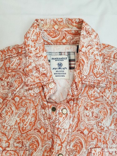 Panhandle Men's 100% Cotton Marble Paisley Short Sleeve Shirt Pearl Snap Size M - Picture 4 of 7