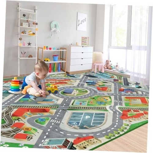 Large Kids Carpet Play Mat Rug for Playroom Car Rugs Mat for 48'' x 71'’ Grey