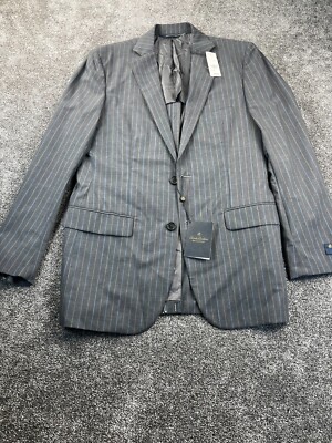 Brooks Brothers Suit 38 Regular Regent Fit Explorer Blazer Stripe Gray Blue NWT