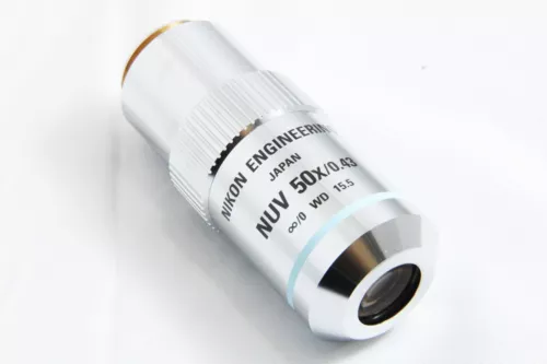 Nikon ENGINEERING NUV 50x / 0.43 infi/0 WD15.5 Microscope Objective 26mm Thread
