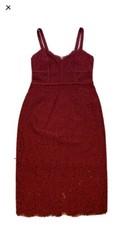 Express Red Lace Satin Sleeveless Spaghetti Strap Bodycon Midi Dress Size 0