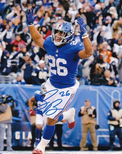 SAQUON BARKLEY SIGNED AUTOGRAPH 8X10 PHOTO NEW YORK GIANTS