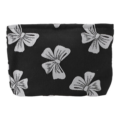 1 Pc Women Portable Jacquard Bow Makeup Bag for Travel Vacation Bathing Wedding