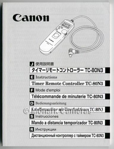 Canon TC-80N3 Instruction Book NEW. More GENUINE Camera Accessory Manuals Listed - Afbeelding 1 van 3