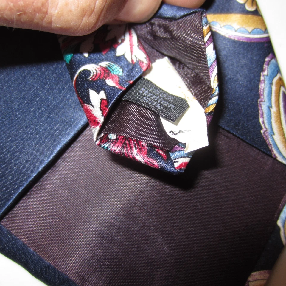 Corbata de Seda Domani Años 90 De Colección Para Hombre Clásica Diseñador Geométrico Azul Abstracto Foto 3 de 4