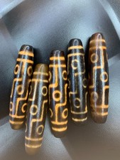 5 Pcs wonderful Tibetan Old Natural Agate Dzi *9Eyed* Beads