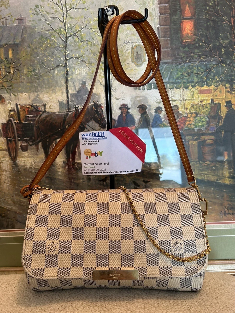 Louis Vuitton Favorite MM Damier Azur Crossbody Clutch Shoulder Auth LV Bag