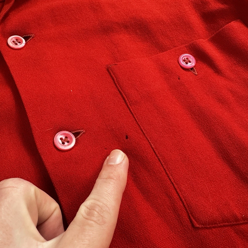 Pendleton Años 30 De Colección Camisa de Lana Chaqueta Manga Larga Roja Básica Rosa Botones Años 30 40 Foto 4 de 4