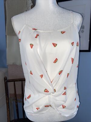 Hippie Rose Tank Top Cami Sleeveless Shirt Blouse Watermelon Twist Front Large L