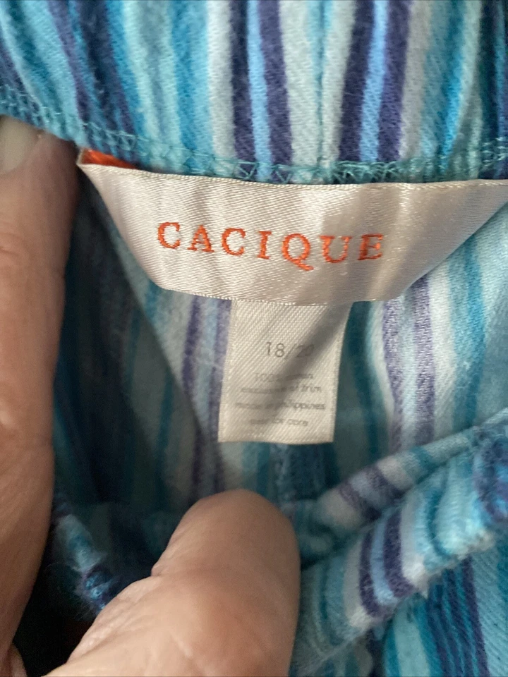 Pantalones de salón pijama de franela a rayas Cacique 18/20 Foto 4 de 4