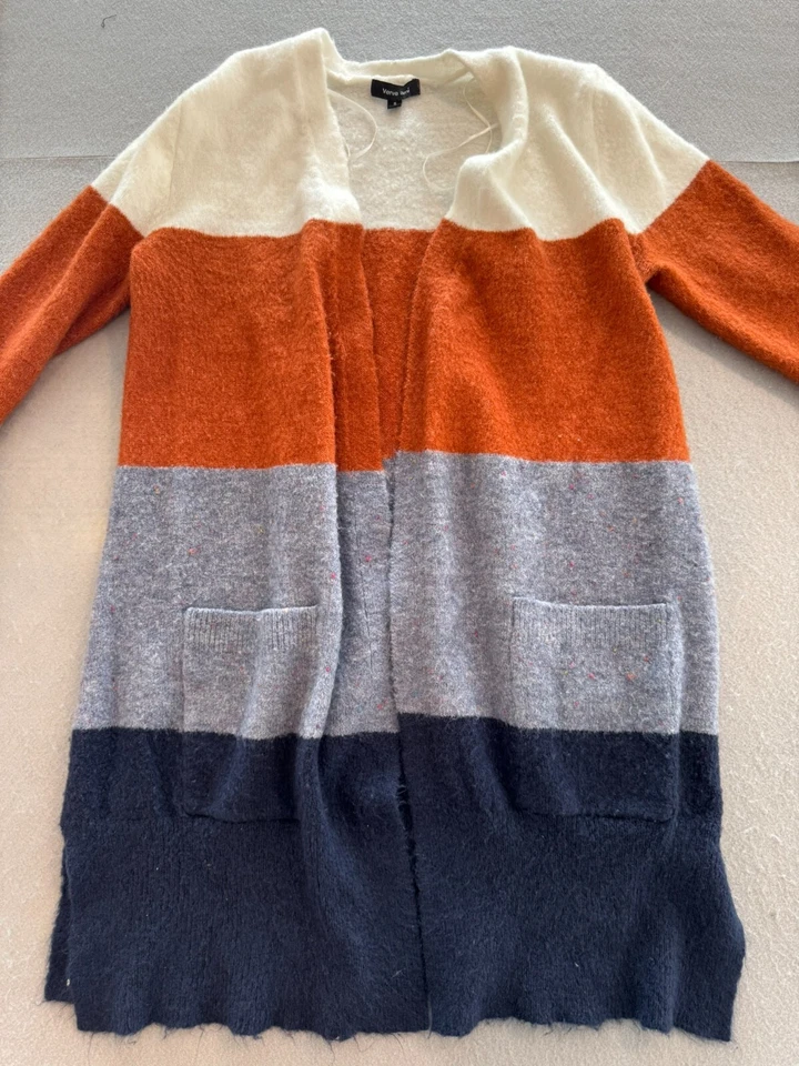 Cárdigan Suéter Verve Ami Para Mujer Pequeño Cosecha Rayas Frente Abierto Largo Informal Foto 3 de 4