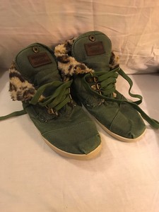 Toms Verde serapilheira sentir Feminino Sapato Cano Alto Bota tamanho 8 Pele Artificial Estampa De Leopardo | eBay