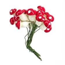 Miniature Dollhouse Fairy Garden S/20 Red  White Mushroom Picks - Buy 3 Save 5