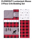 NEW Woodsy Mama Baby Moose Woods RED GRAY 3Piece Crib Bedding Set — photo 2