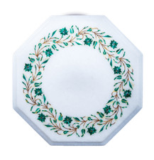 Mesa esquinera de mármol de 12" con incrustación de mosaico de marquetería hecha a mano decoración del hogar