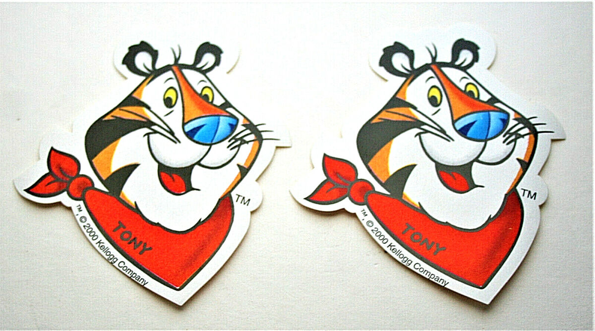2 Tony The Tiger Kelloggs Frosted Flakes Cereal Stickers NOS 2 Tony The Tiger Kelloggs Frosted Flakes Cereal Stickers NOS