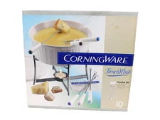 Corningware French White Fondue Set 10 Piece NEW in Sealed Box USA