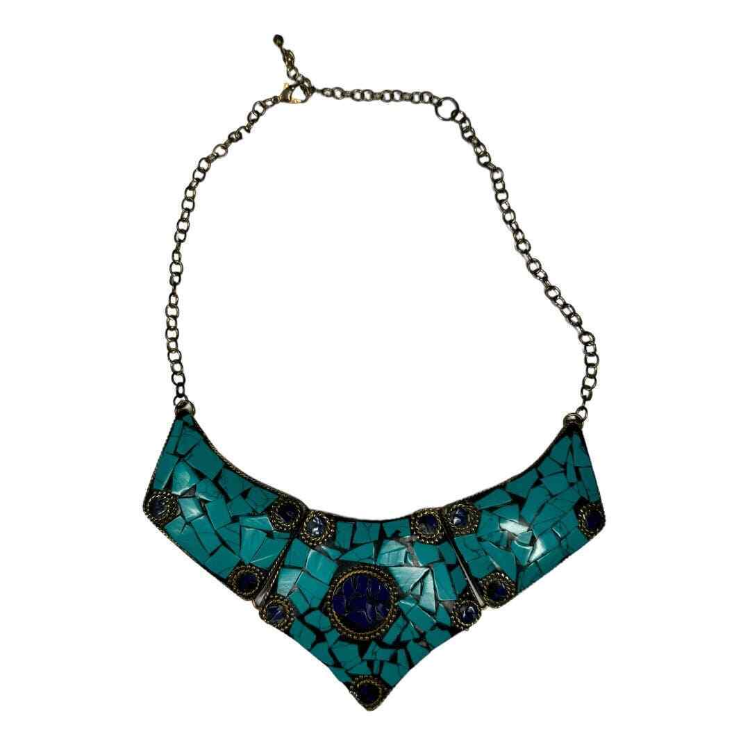 Boho Turquoise Mosaic Collar Necklace Statement P… - image 2