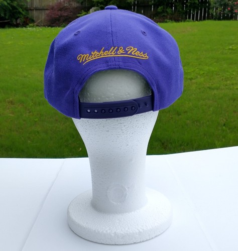 Mitchell & Ness Los Angeles LA Lakers Snapback Hat Cap Purple/Yellow/XL Logo - Picture 3 of 7
