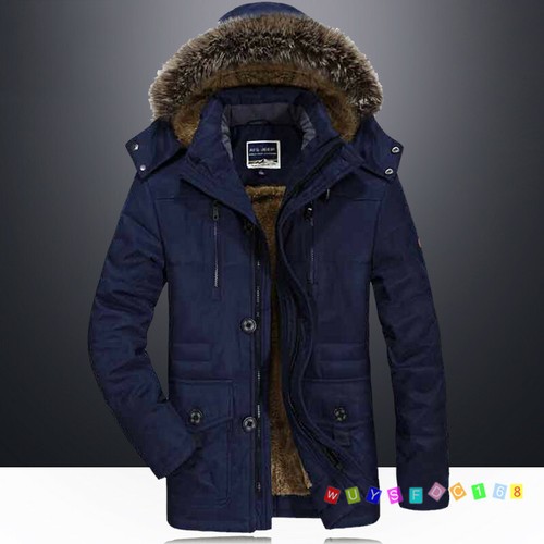Giacca Con Cappuccio Inverno Da Uomo Pelliccia Cappotti Caldo Spessa Pile Parka Outwear Top - Foto 14 di 15