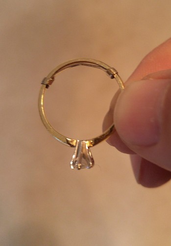 BELLISSIMO ANELLO DI FIDANZAMENTO DONNA ORO GIALLO 14KT 1/3CT MARQUISE SOLTAIRE MISURA 7 - Foto 8 di 11