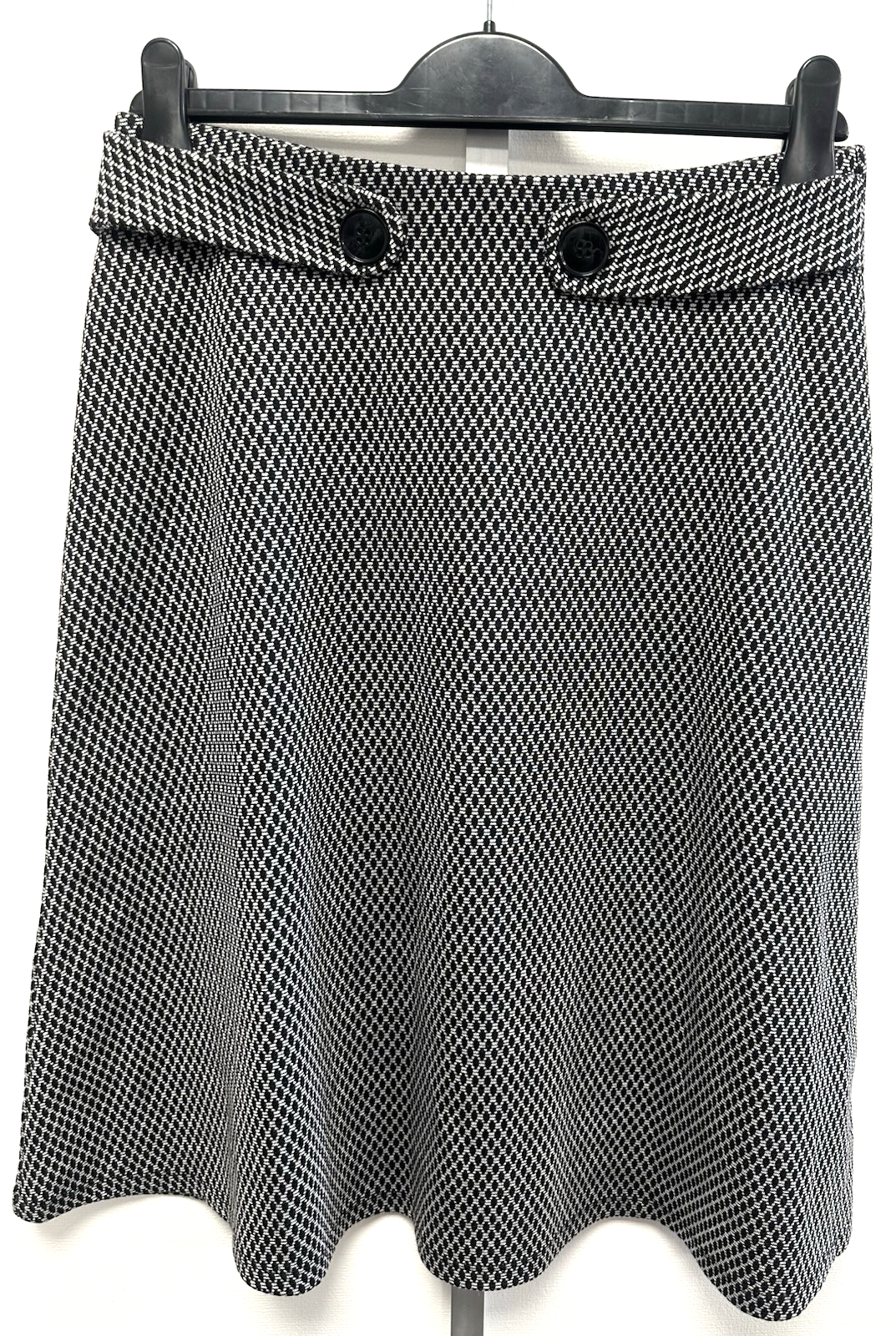 New! Esprit L UK14 black/white diamond pattern A-line midi length stretch skirt