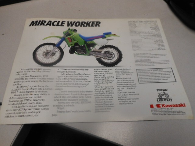 Kawasaki Factory Dealer Brochure 1991 KDX200 99969-2137 | eBay